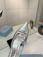 Kitlife Prada Brushed Leather Slingback Pumps Silver 75 mm - 2