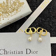 Kitlife Dior Petit CD Earrings Gold-Finish Metal and White Resin Pearls  - 5