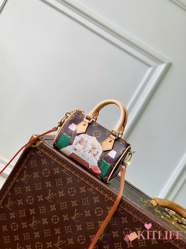 Kitlife Lousi Vuitton Nano Speedy Bag Brown Monogram Room Service M2A895 16x10x7.5cm - 1