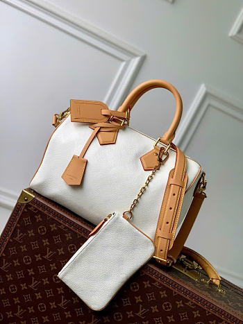 Kitlife Louis Vuitton Speedy P9 Bandoulière 25 Reversible Bag White & Dark Brown M2A409 32x22.5x18cm