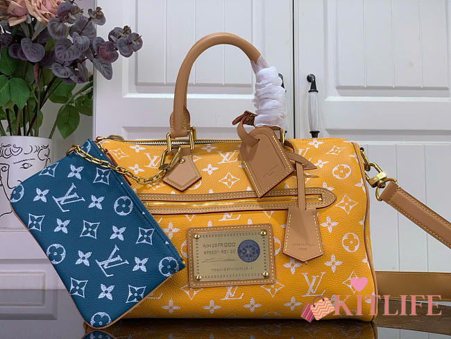 Kitlife Louis Vuitton Speedy P9 Bandoulière 25 Reversible Bag Yellow & Blue 32x22.5x18cm - 1