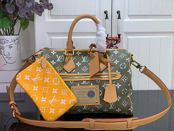 Kitlife Louis Vuitton Speedy P9 Bandoulière 25 Reversible Bag Green & Yellow 32x22.5x18cm 