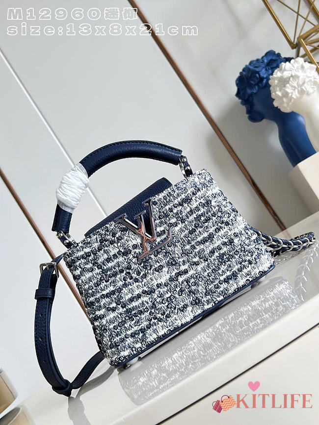 Kitlife Louis Vuitton Capucines Mini Bag Dark Blue & White M12960 21x13.6x8cm - 1