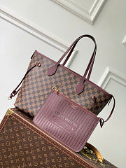 Kitlife Louis Vuitton Neverfull Inside Out MM Bag Damier Ebène Brown & Burgundy N40952 47x28x14cm - 1