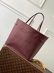 Kitlife Louis Vuitton Neverfull Inside Out MM Bag Damier Ebène Brown & Burgundy N40952 47x28x14cm - 4