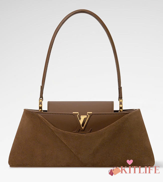 Kitlife Louis Vuitton Capucines Edito Bag Brown Suede 33x12x8.5cm  - 1