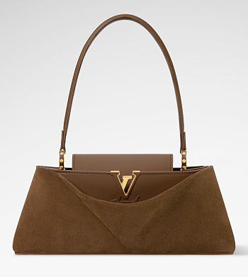 Kitlife Louis Vuitton Capucines Edito Bag Brown Suede 33x12x8.5cm 
