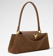 Kitlife Louis Vuitton Capucines Edito Bag Brown Suede 33x12x8.5cm  - 5