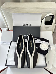Kitlife Chanel Square-toe Black Leather Ballet Flats Shoes - 1