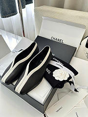 Kitlife Chanel Square-toe Black Leather Ballet Flats Shoes - 6