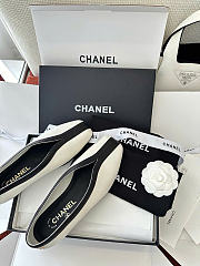Kitlife Chanel Square-toe White Leather Ballet Flats Shoes - 6