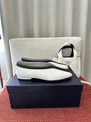 Kitlife Chanel Square-toe White Leather Ballet Flats Shoes - 5