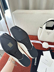 Kitlife Chanel Square-toe White Leather Ballet Flats Shoes - 4