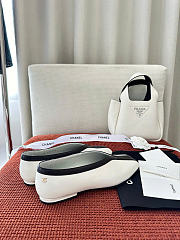 Kitlife Chanel Square-toe White Leather Ballet Flats Shoes - 3