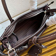 Kitlife Prada Bonnie Small Dark Brown Corduroy And Leather Handbag 1BA486 23.5x12x9cm  - 6