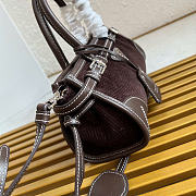 Kitlife Prada Bonnie Small Dark Brown Corduroy And Leather Handbag 1BA486 23.5x12x9cm  - 5
