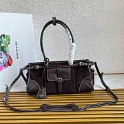 Kitlife Prada  Bonnie Medium Dark Brown Corduroy And Leather Handbag 1BA426 32x15.5x12cm - 1