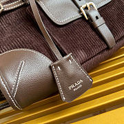 Kitlife Prada  Bonnie Medium Dark Brown Corduroy And Leather Handbag 1BA426 32x15.5x12cm - 3