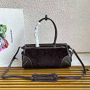Kitlife Prada  Bonnie Medium Dark Brown Corduroy And Leather Handbag 1BA426 32x15.5x12cm - 4