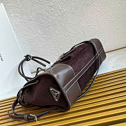 Kitlife Prada Bonnie Large Dark Brown Corduroy And Leather Handbag 1BA433 38x30x12cm - 5