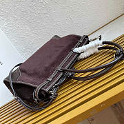 Kitlife Prada Bonnie Large Dark Brown Corduroy And Leather Handbag 1BA433 38x30x12cm - 3