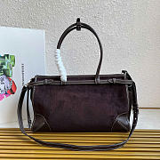 Kitlife Prada Bonnie Large Dark Brown Corduroy And Leather Handbag 1BA433 38x30x12cm - 2