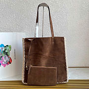 Kitlife Prada Large Suede And Crochet Tote Bag Dark Brown 1BG658 35x38x5cm - 1