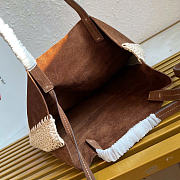 Kitlife Prada Large Suede And Crochet Tote Bag Dark Brown 1BG658 35x38x5cm - 6