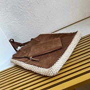 Kitlife Prada Large Suede And Crochet Tote Bag Dark Brown 1BG658 35x38x5cm - 3