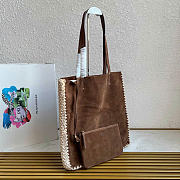 Kitlife Prada Large Suede And Crochet Tote Bag Dark Brown 1BG658 35x38x5cm - 2