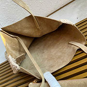 Kitlife Prada Large Suede And Crochet Tote Bag Beige 1BG658 35x38x5cm - 6