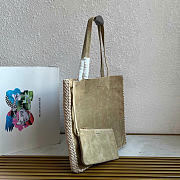 Kitlife Prada Large Suede And Crochet Tote Bag Beige 1BG658 35x38x5cm - 3