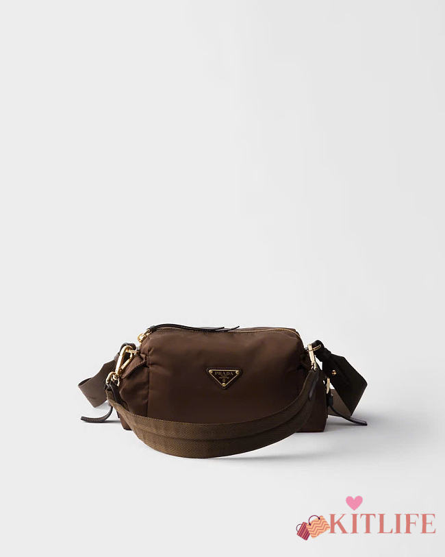 Kitlife Prada Explore Small Re-Nylon And Leather Shoulder Bag Dark Brown 1BH232 25x12.5x9.5cm  - 1
