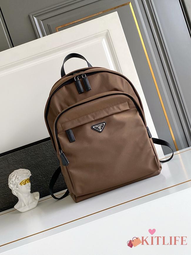 Kitlife Prada Re-Nylon and Saffiano Leather Backpack Brown 2VZ048 31x43.5x20cm - 1