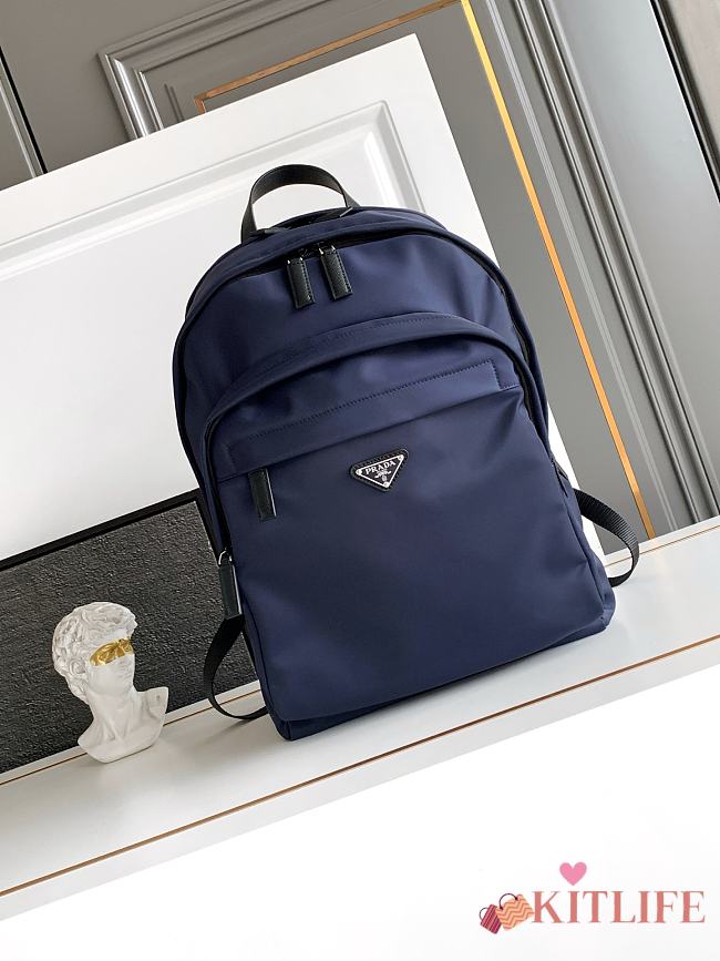 Kitlife Prada Re-Nylon and Saffiano Leather Backpack Dark Blue 2VZ048 31x43.5x20cm  - 1