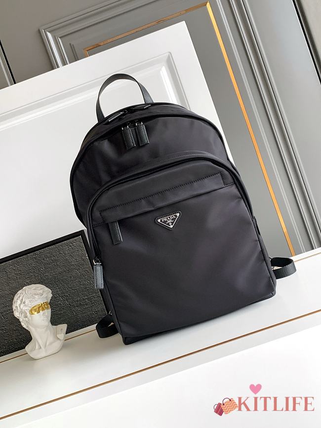 Kitlife Prada Re-Nylon and Saffiano Leather Backpack Black 2VZ048 31x43.5x20cm - 1