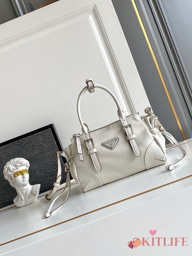 Kitlife Prada Karin Small Leather Bag White 1BA499 24x14x9cm - 1