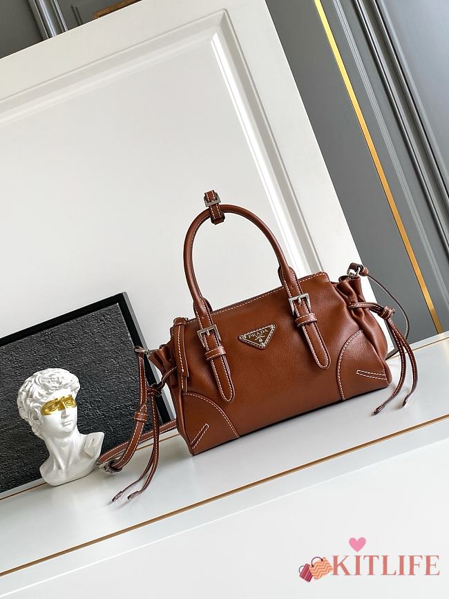 Kitlife Prada Karin Small Leather Bag Brown 1BA499 24x14x9cm  - 1