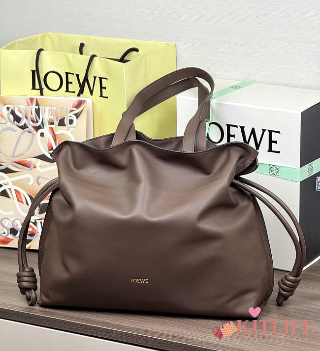 Kitlife Loewe Large Flamenco Clutch In Dark Brown Nappa Calfskin 38x14x29cm - 1