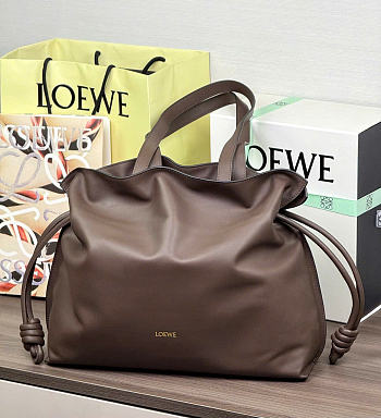 Kitlife Loewe Large Flamenco Clutch In Dark Brown Nappa Calfskin 38x14x29cm