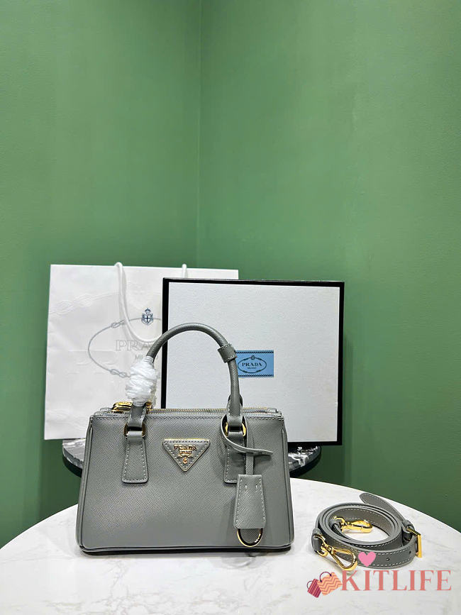 Kitlife Prada Galleria Mini Saffiano Leather Bag Gray 1BA916 21x12.5x8.5cm - 1