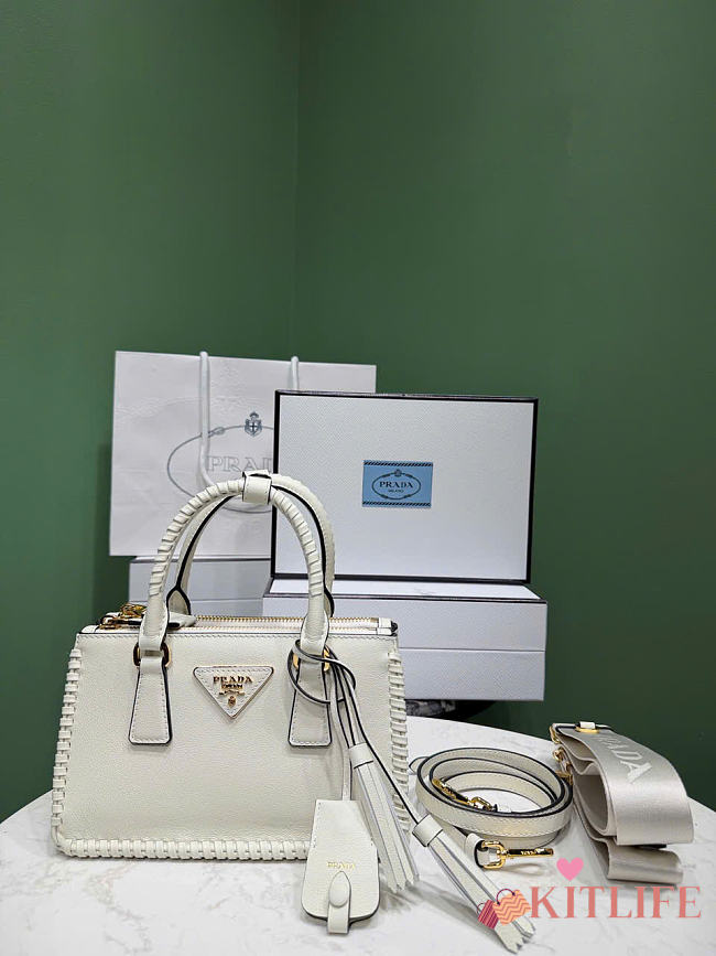 Kitlife Prada Galleria Mini Shaded Leather Top-Handle Bag White 1BA916 21x12.5x8.5cm  - 1