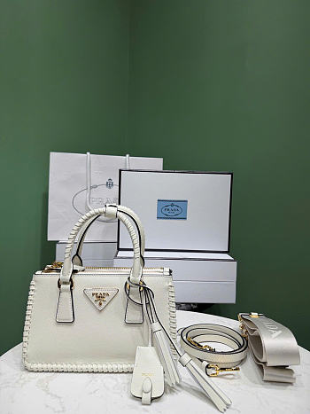Kitlife Prada Galleria Mini Shaded Leather Top-Handle Bag White 1BA916 21x12.5x8.5cm 