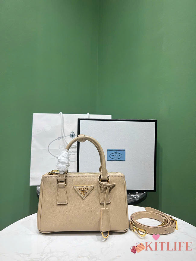 Kitlife Prada Galleria Mini Saffiano Leather Bag Beige 1BA916 21x12.5x8.5cm  - 1