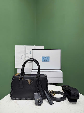 Kitlife Prada Galleria Mini Shaded Leather Top-Handle Bag Black 1BA916 21x12.5x8.5cm  