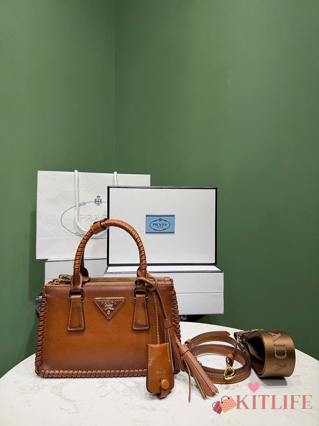 Kitlife Prada Galleria Mini Shaded Leather Top-Handle Bag Brown 1BA916 21x12.5x8.5cm  - 1