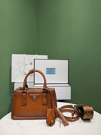 Kitlife Prada Galleria Mini Shaded Leather Top-Handle Bag Brown 1BA916 21x12.5x8.5cm 