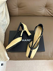 Kitlife Chanel Mary Janes Heel Shoes Beige Leather 85mm  - 2