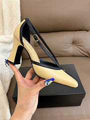 Kitlife Chanel Mary Janes Heel Shoes Beige Leather 85mm  - 3