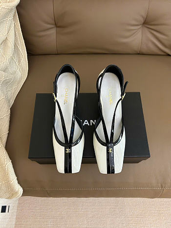 Kitlife Chanel Mary Janes Heel Shoes White Leather 85mm 